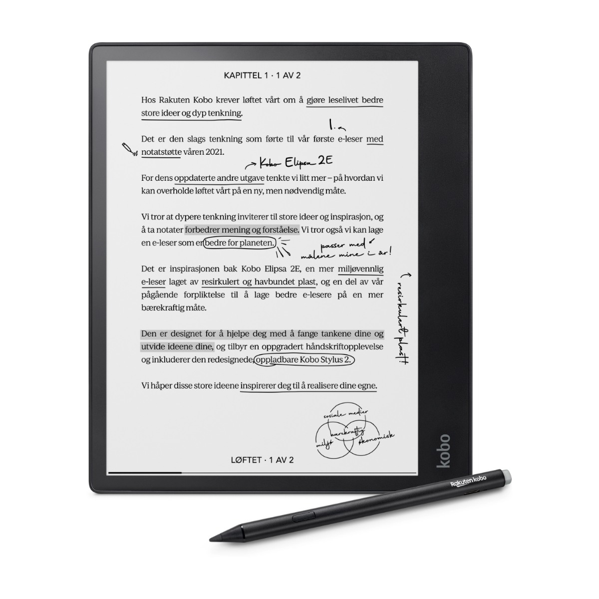 Kobo Elipsa 2E läsplatta bundle