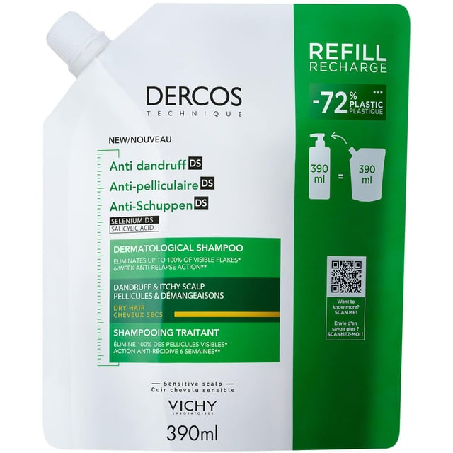 Vichy Dercos Anti-Dandruff Shampoo Dry Refill 390 ml