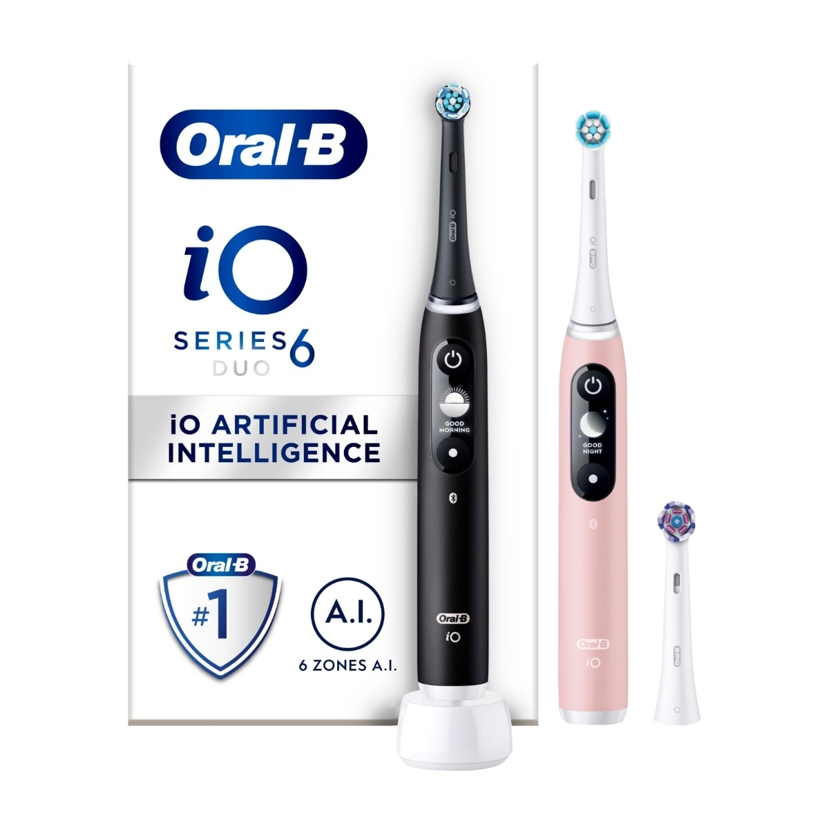 Oral-B iO6 Duo Pack dubbelpaket eltandborste, Black Lava/Pink Sand