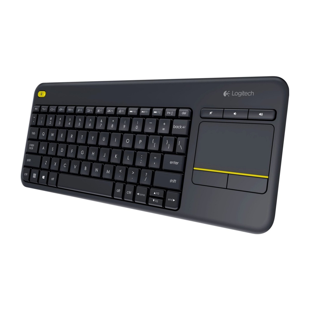 Logitech K400 Plus Ergonomic Wireless Touch - Tangentbord - Nordisk - Svart