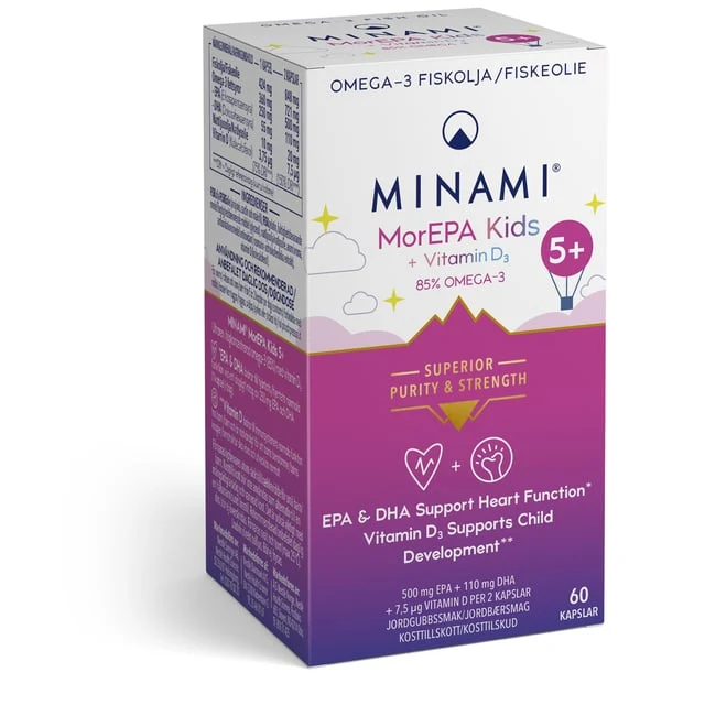 Minami MorEPA Kids Omega-3 med D-vitamin 60k
