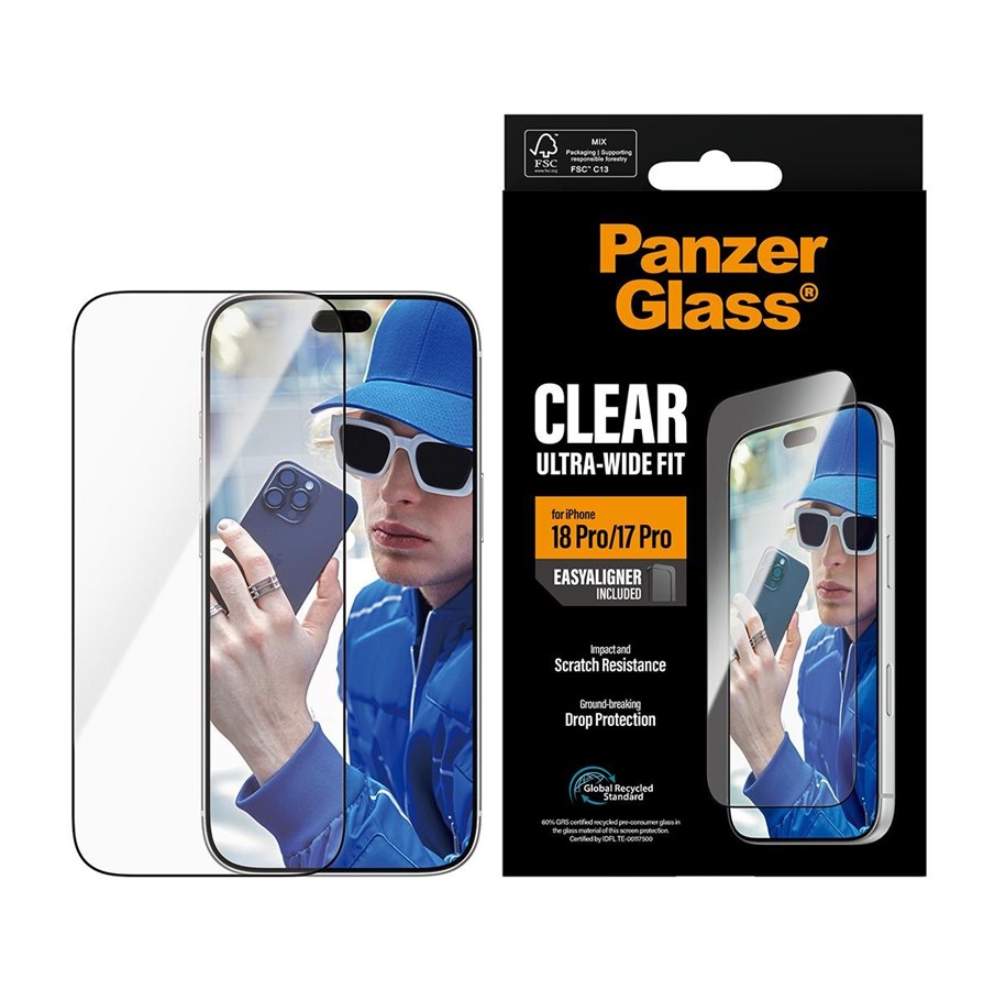 PanzerGlass Screen Protector Apple iPhone 18 Pro | 17 Pro | Ultra-Wide Fit w. EasyAligner
