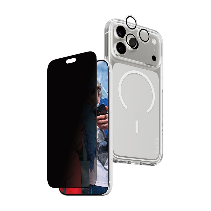 PanzerGlass iPhone 18 Pro Max CARE 3-i-1 MagSafe sekretesspaket, transparent