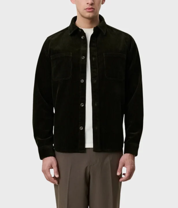Les Deux Corduroy Overshirt Rosin Green