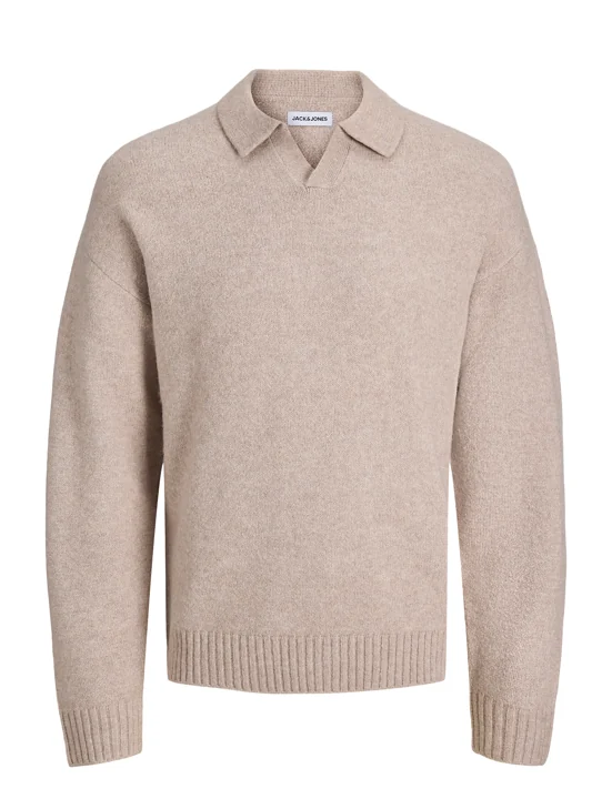 JORSOHO OLLIE KNIT SPLIT NECK SN — Stickad polo