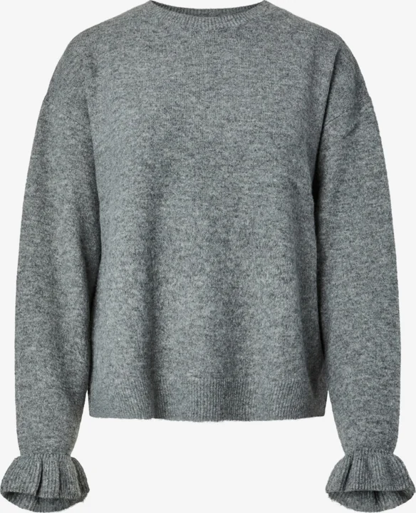 PCSALLY FRILL CUFF NOOS - Stickad tröja - medium grey melange
