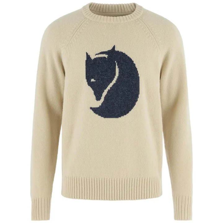 Fjällräven Herr Fjällräven Logo Knit Sweater – LIGHT BEIGE – L