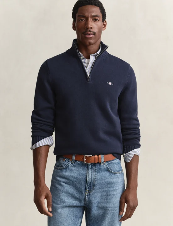 CASUAL HALF ZIP - Stickad tröja - evening blue