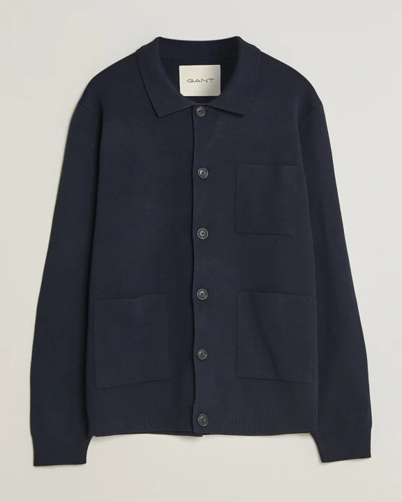 Gant Milano Knitted Cardigan Evening Blue