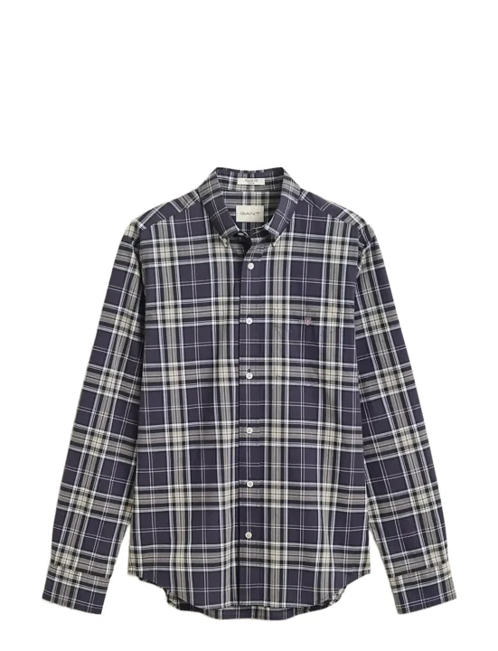 REG POPLIN CHECK SHIRT - Skjorta - mist taupe