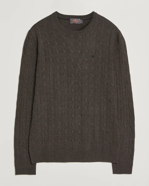 Morris Merino Cable O-Neck Brown