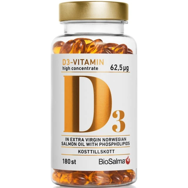 BioSalma D3-vitamin 62,5µg high concentrate 180 kapslar