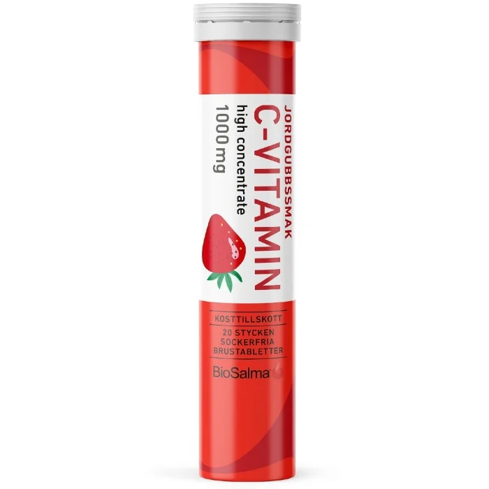 BioSalma C-vitamin 1000mg Jordgubb 20 brustabletter