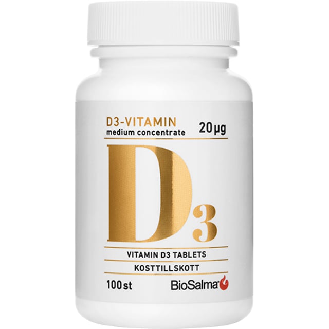 BioSalma D3-vitamin medium concentrate 20 ug, 100 st