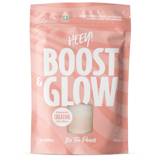 Heey! Boost & Glow, Creatine + Coll-Egan, Ice Tea Peach, 300 g