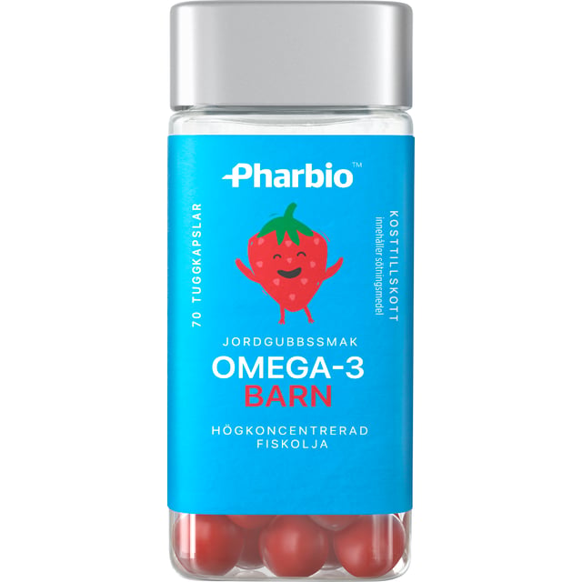 Pharbio Omega-3 Barn Jordgubbssmak 70 tuggkapslar