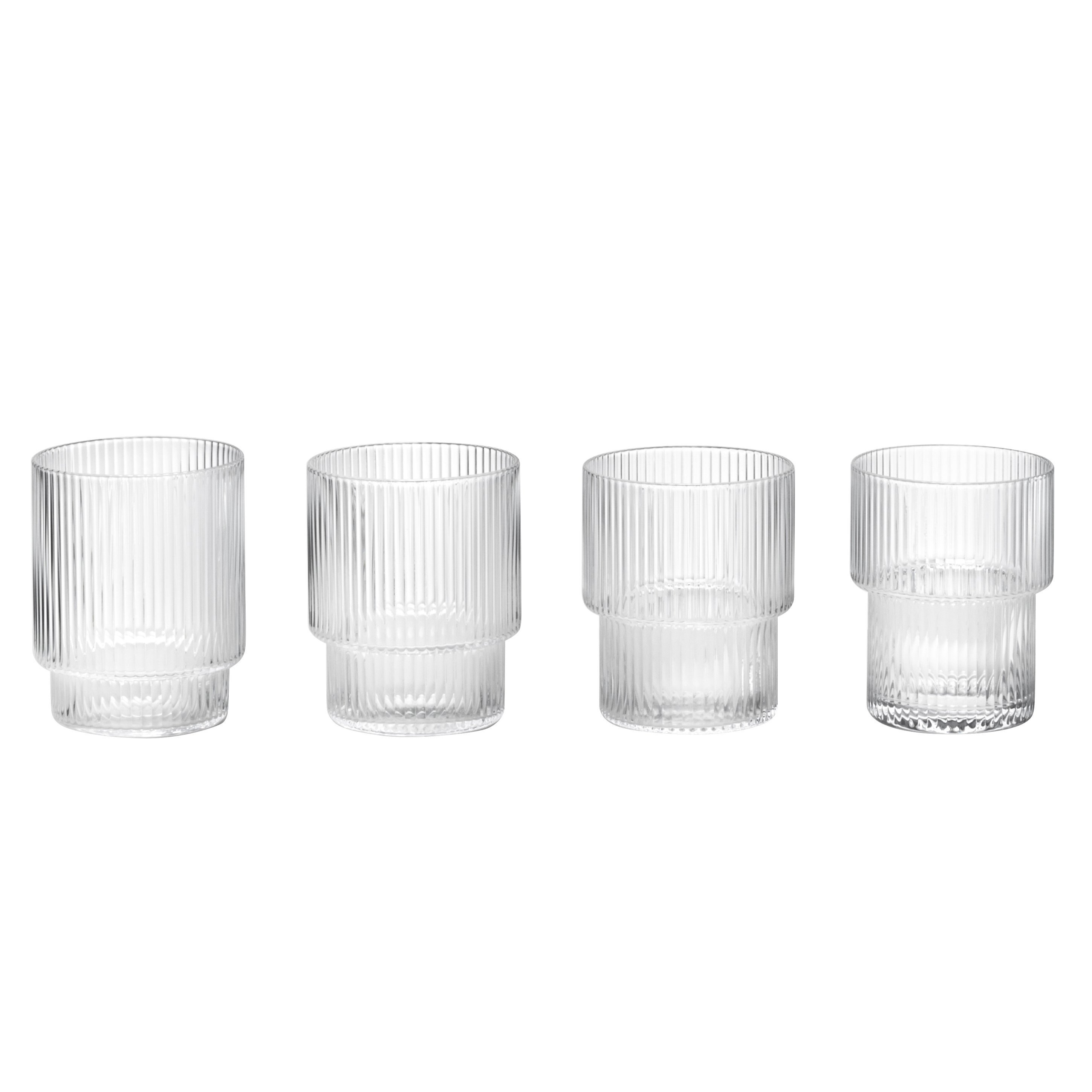 Ferm Living Ripple glas 4-pack, klar