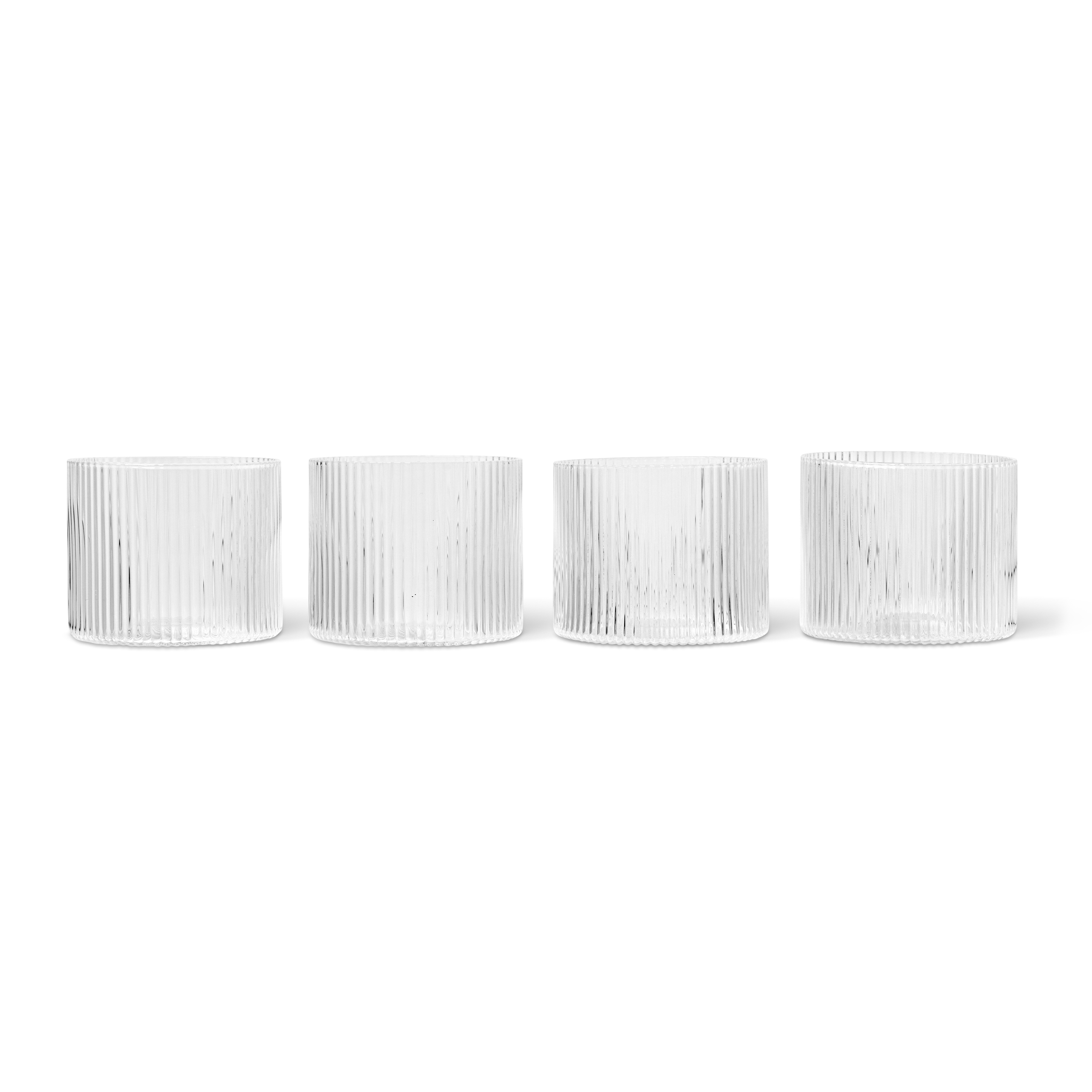 Ferm Living Ripple glas lågt 4-pack, Clear