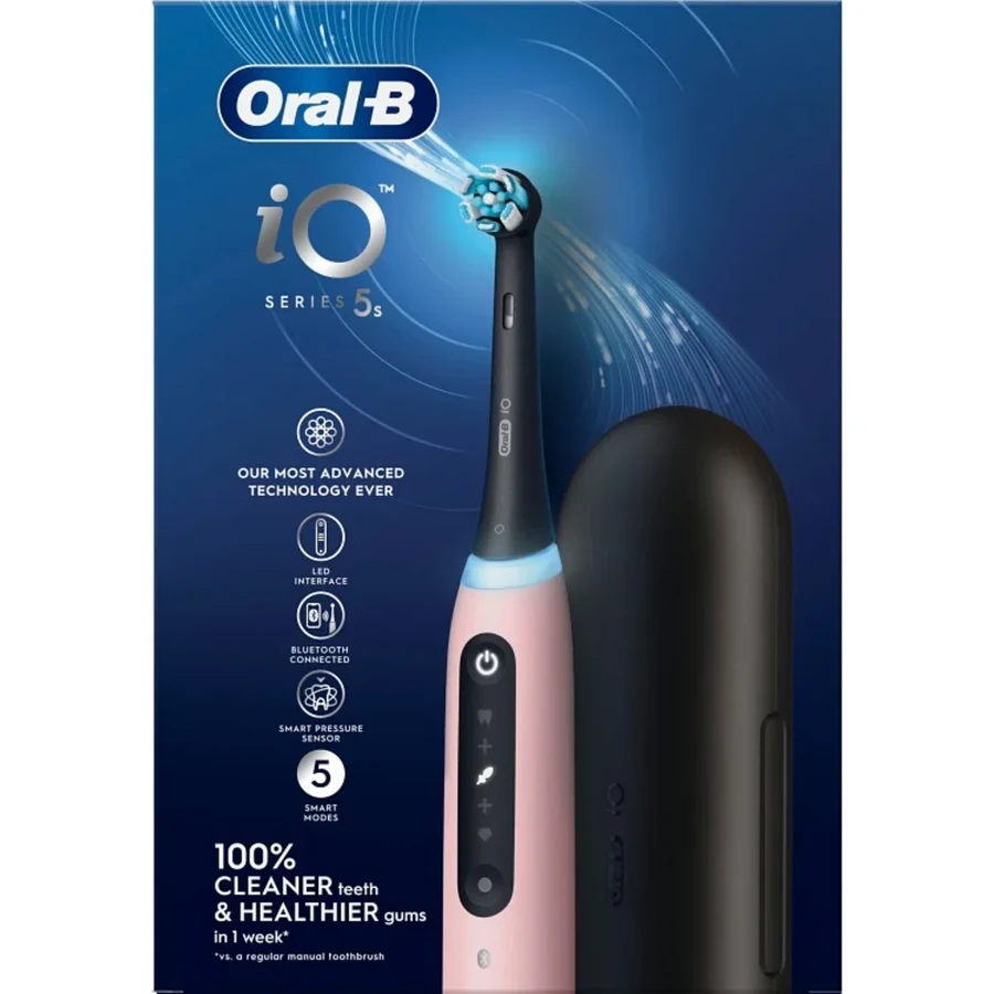 Oral-B iO5 Eltandborste Rosa, 1 tandborsthuvud, resefodral