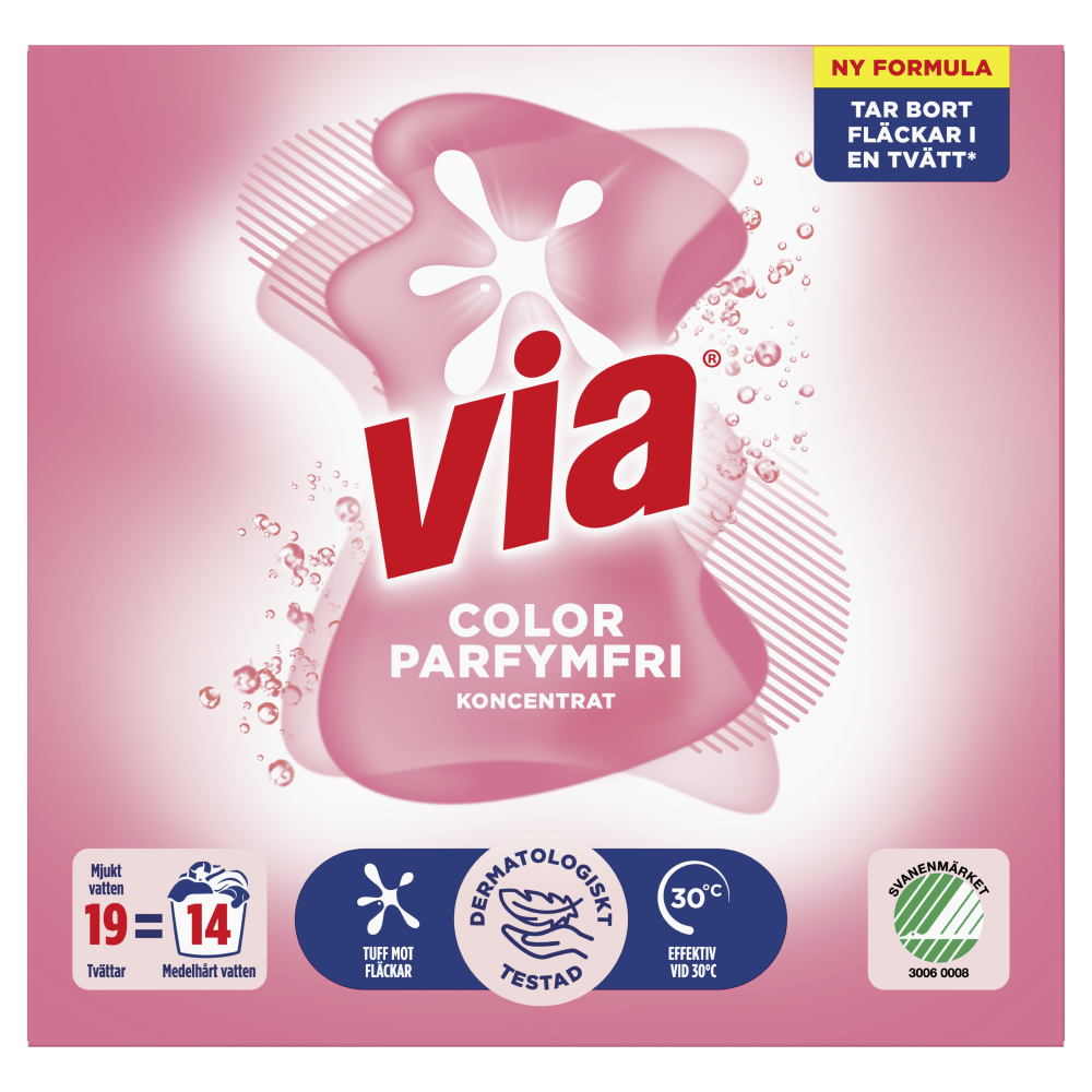 Via Tvättmedel Color Parfymfri 760 g