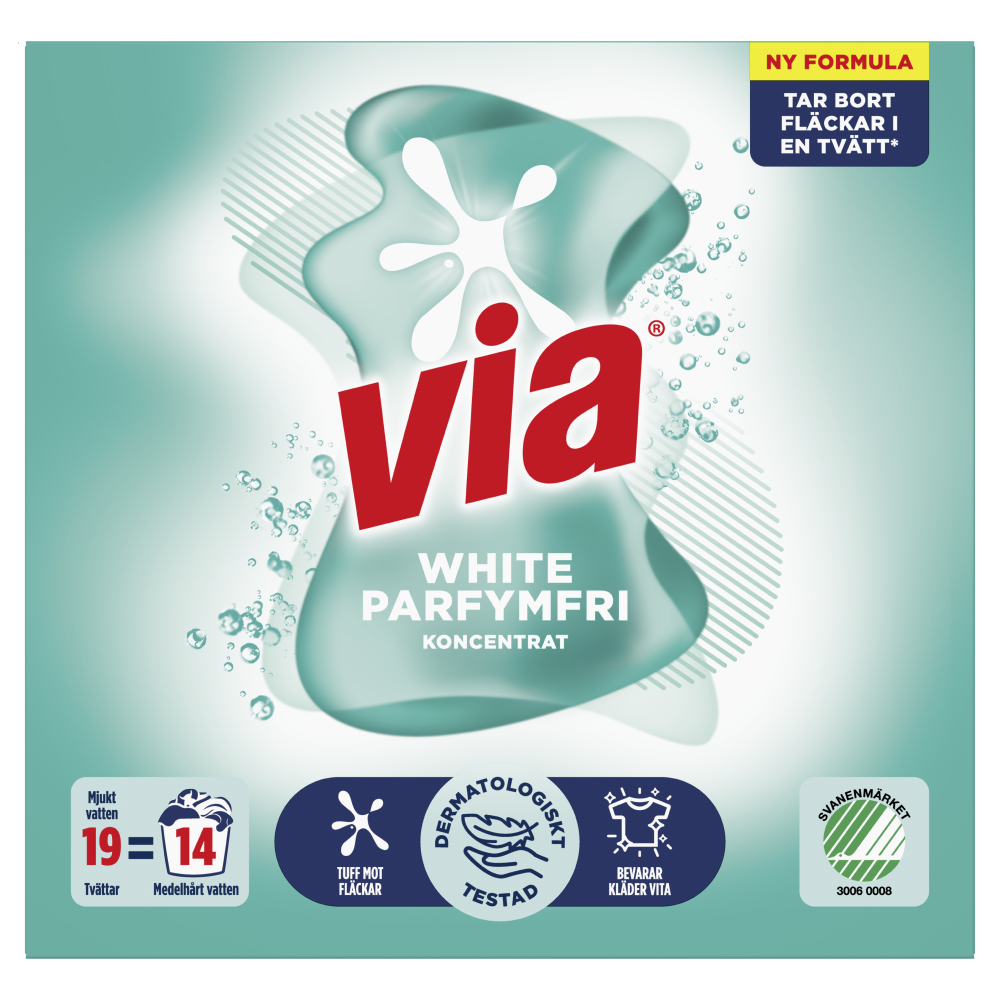 Via Tvättmedel White Parfymfri 760 g