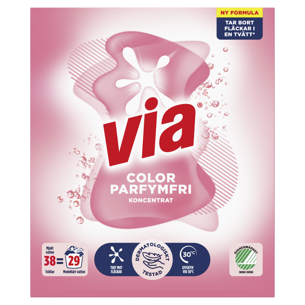 Via Tvättmedel Color Parfymfri 1520 g