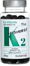 BioSalma K2 90µg + D3-vitamin 25µg 100 kapslar